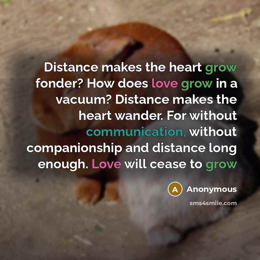 “Distance makes the heart grow fonder? How does love grow…” quote by Anonymous