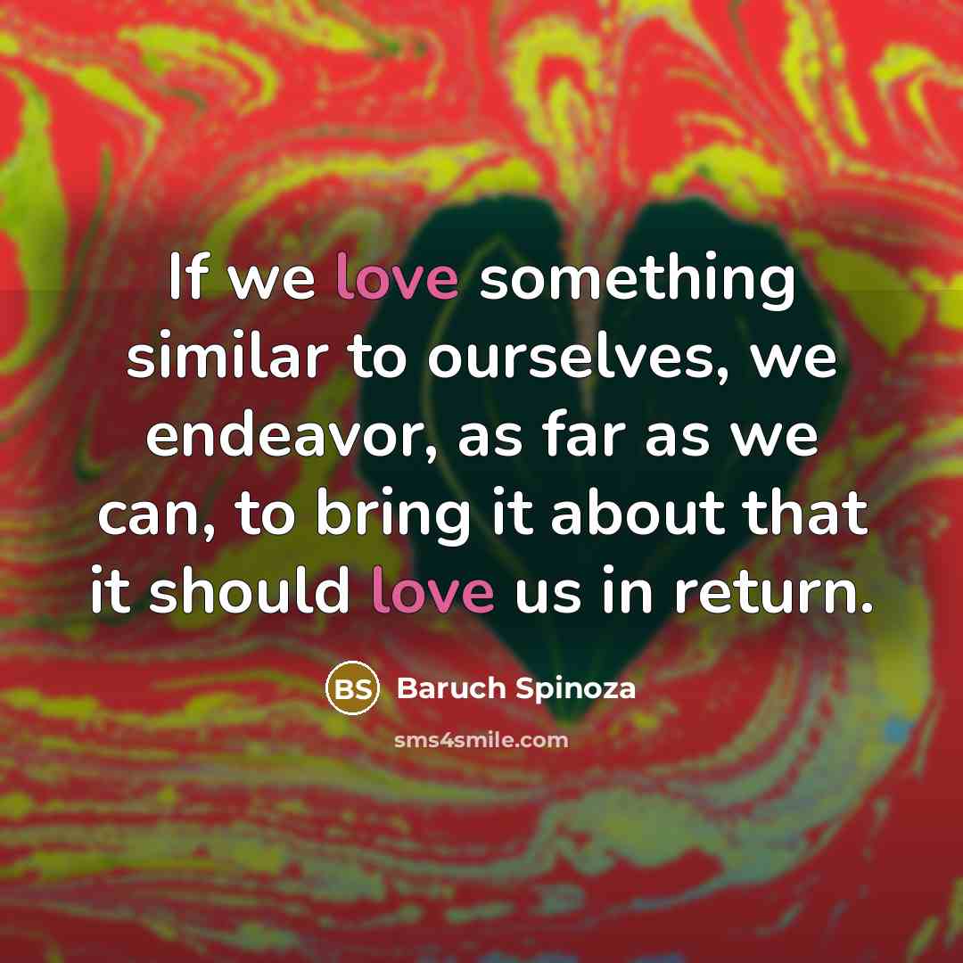 “If we love something similar to ourselves, we endeavor, as…” quote by Baruch Spinoza
