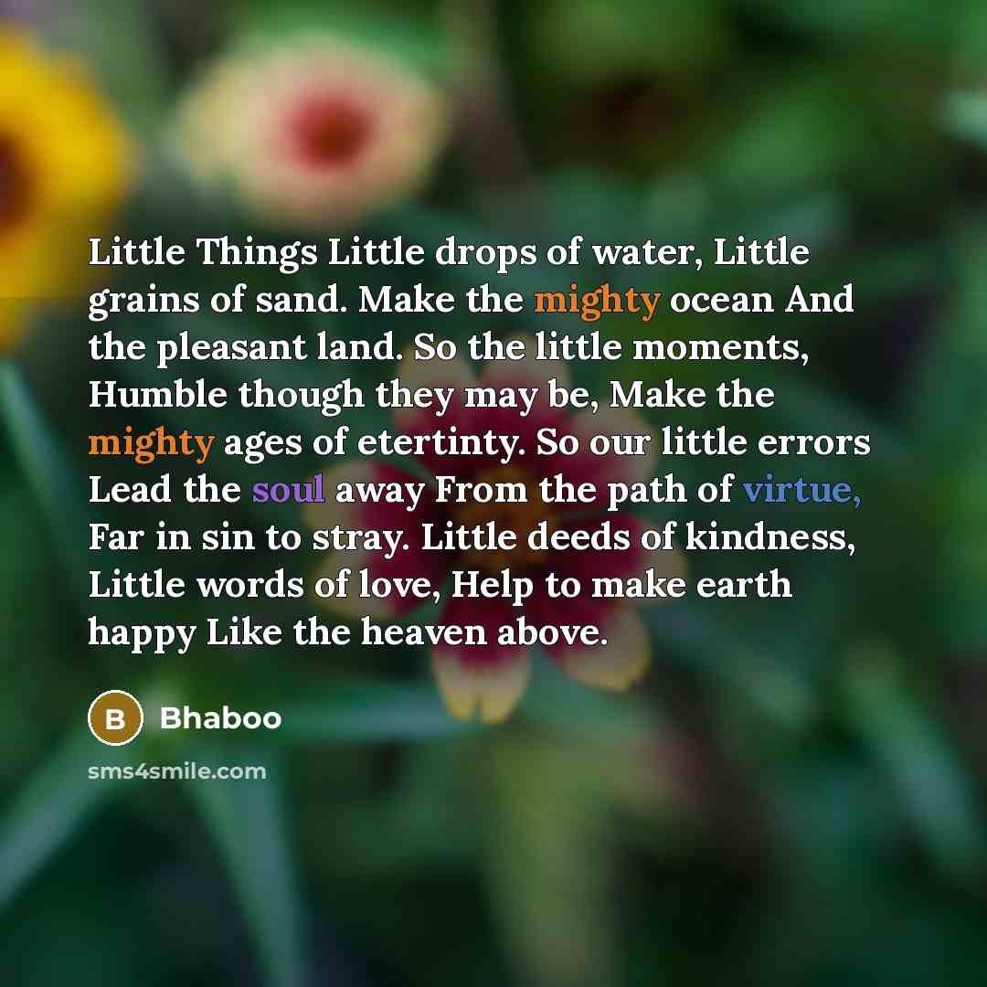“Little Things Little drops of water, Little grains of sand.…” quote by Bhaboo