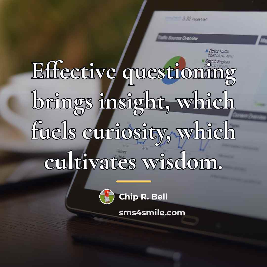 “Effective questioning brings insight, which fuels curiosity, which cultivates wisdom.…” quote by Chip R. Bell