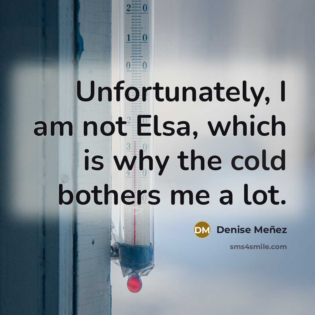 “Unfortunately, I am not Elsa, which is why the cold…” quote by Denise Meñez