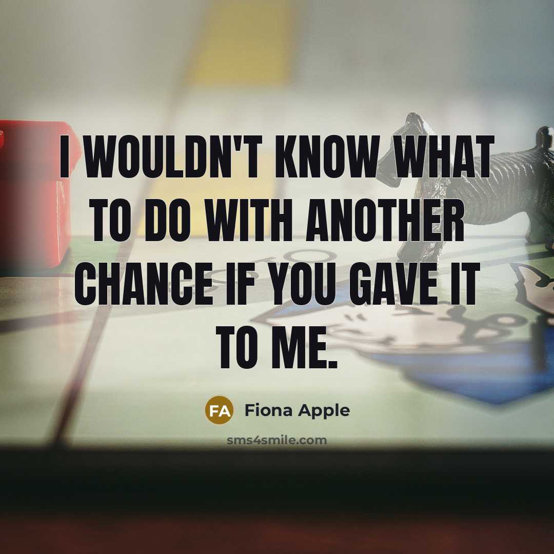 “I wouldn't know what to do with another chance if…” quote by Fiona Apple