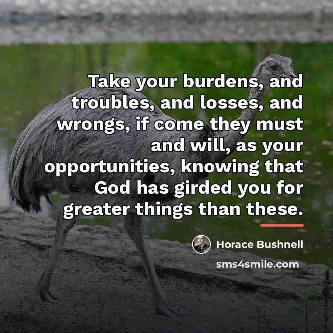 “Take your burdens, and troubles, and losses, and wrongs, if…” quote by Horace Bushnell