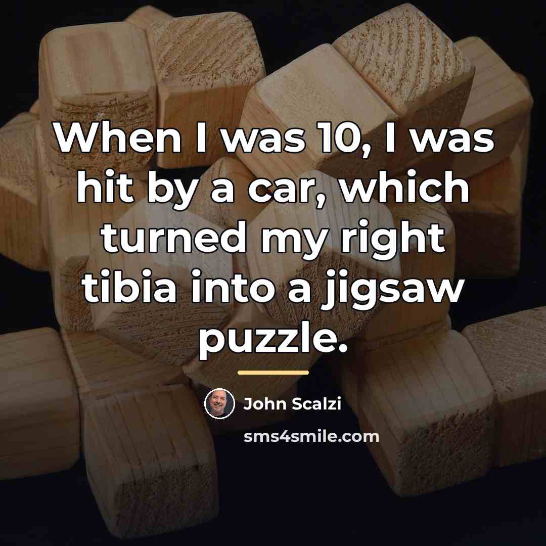 “When I was 10, I was hit by a car,…” quote by John Scalzi