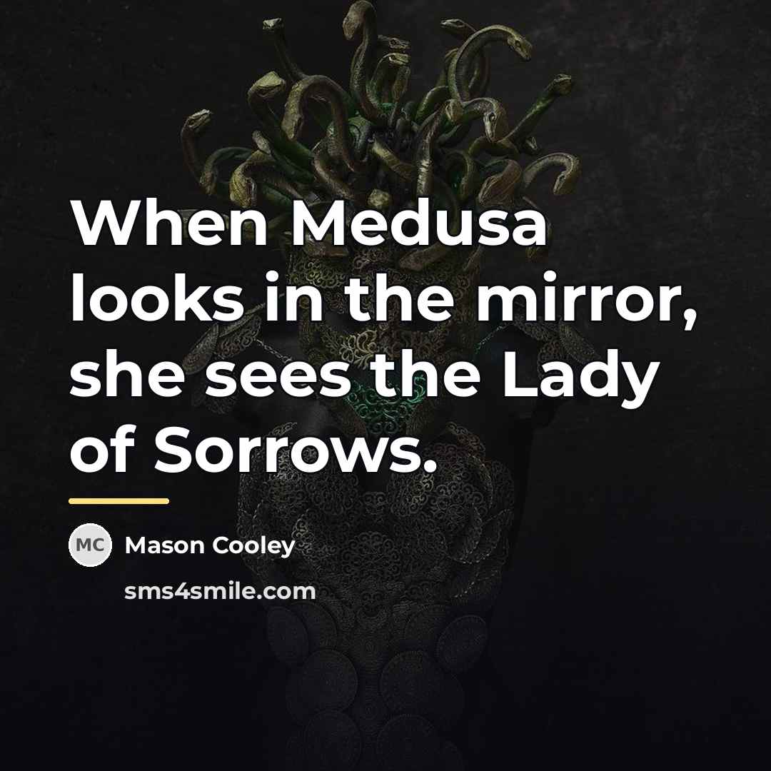“When Medusa looks in the mirror, she sees the Lady…” quote by Mason Cooley