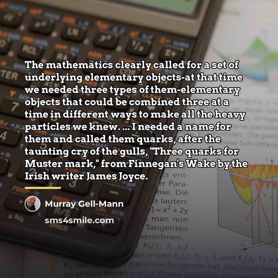 “The mathematics clearly called for a set of underlying elementary…” quote by Murray Gell-Mann