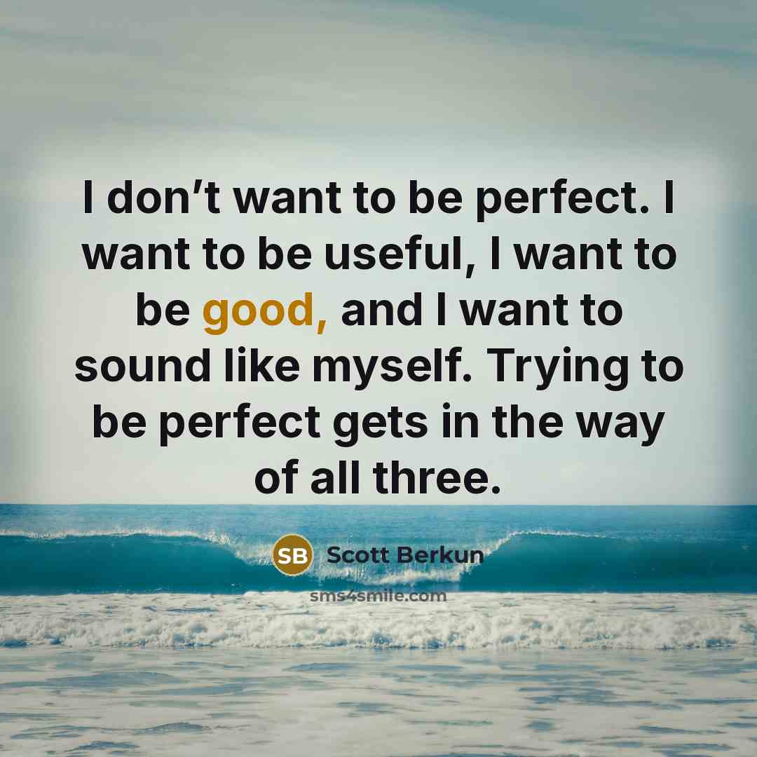 “I don’t want to be perfect. I want to be…” quote by Scott Berkun