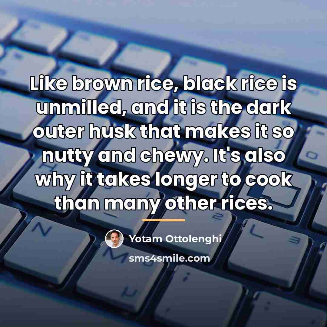 “Like brown rice, black rice is unmilled, and it is…” quote by Yotam Ottolenghi