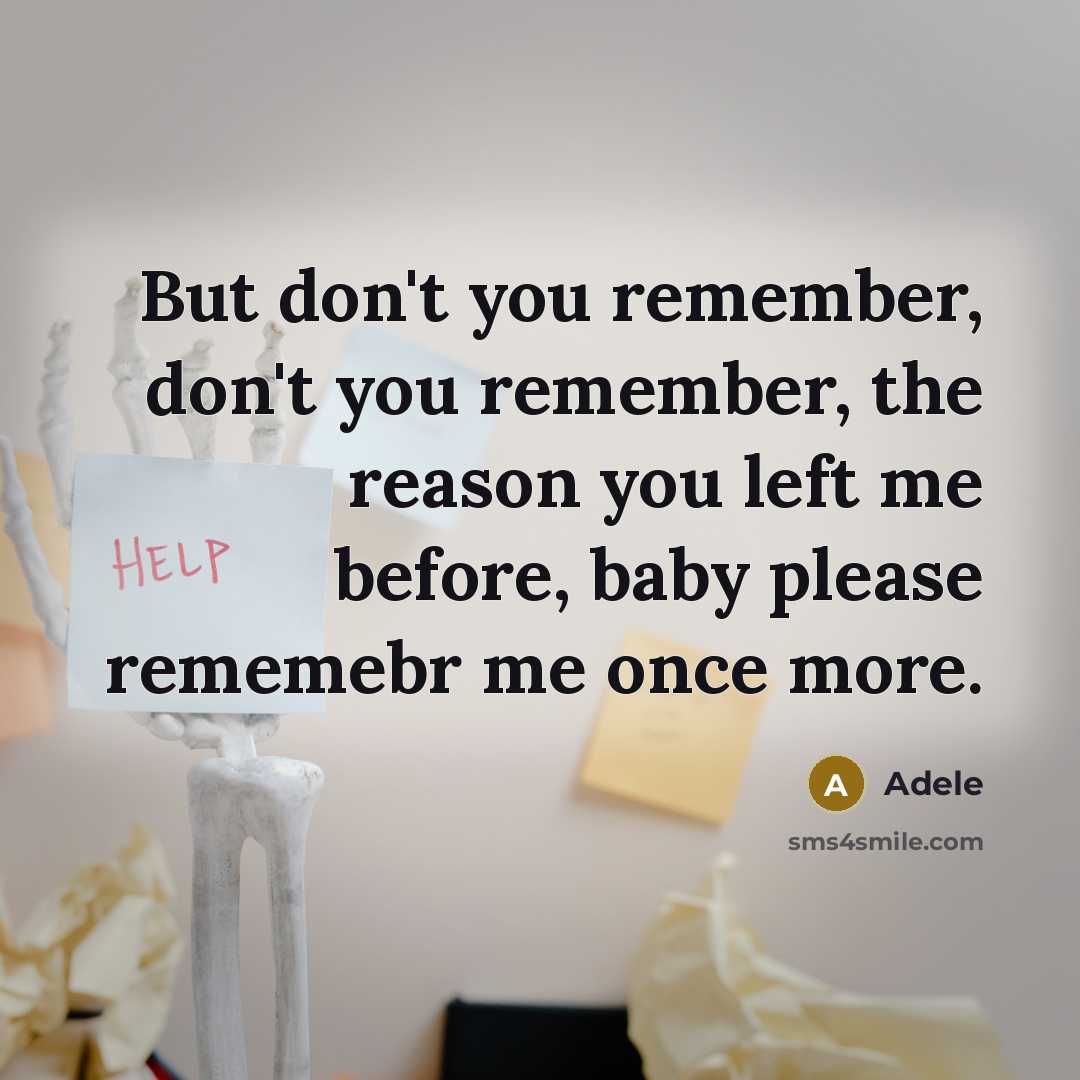 “But don't you remember, don't you remember, the reason you…” quote by Adele