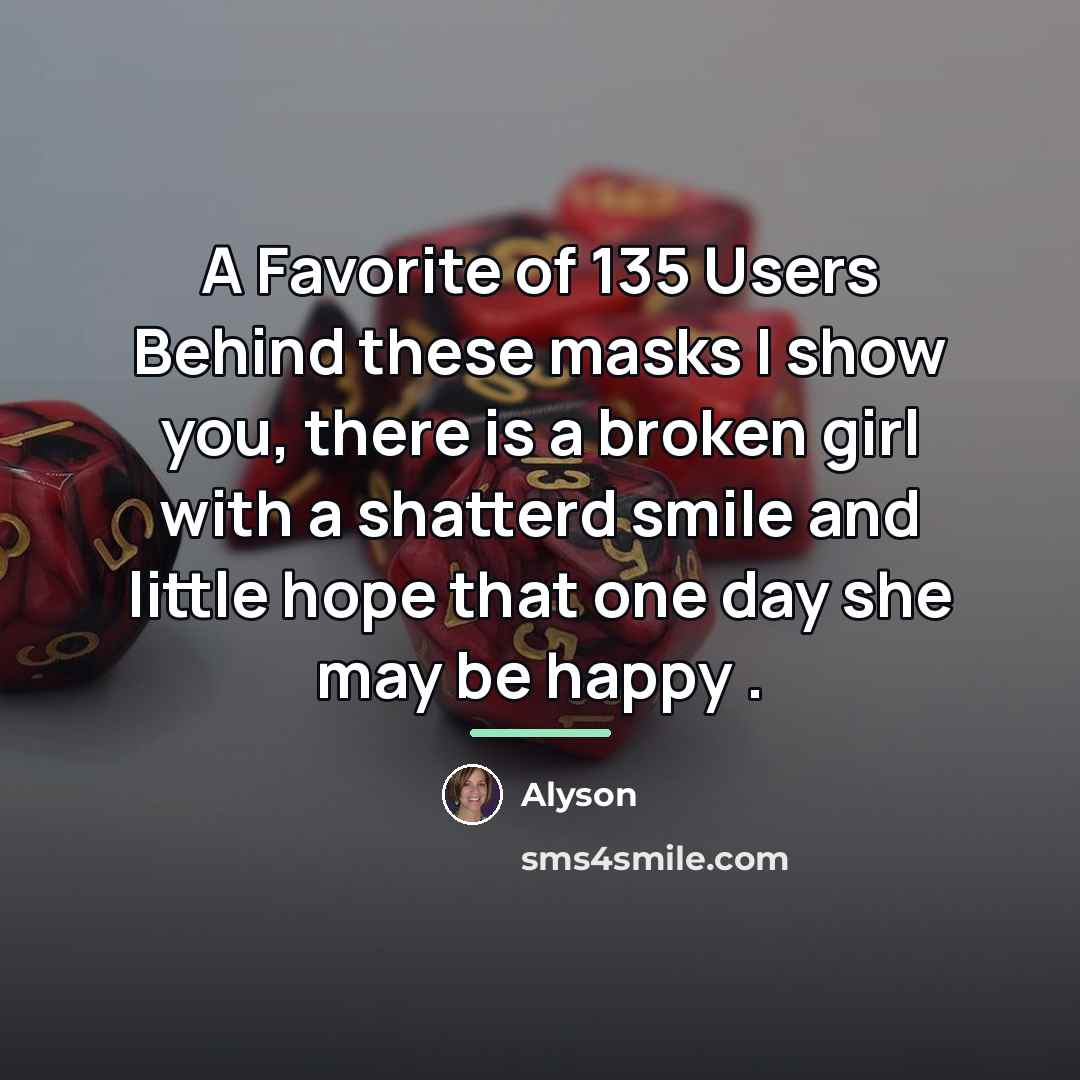 “A Favorite of 135 Users Behind these masks I show…” quote by Alyson