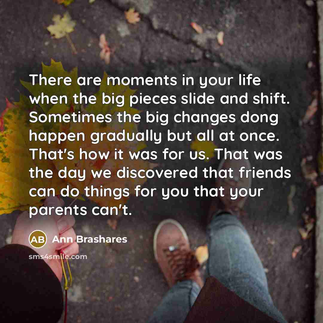 “There are moments in your life when the big pieces…” quote by Ann Brashares
