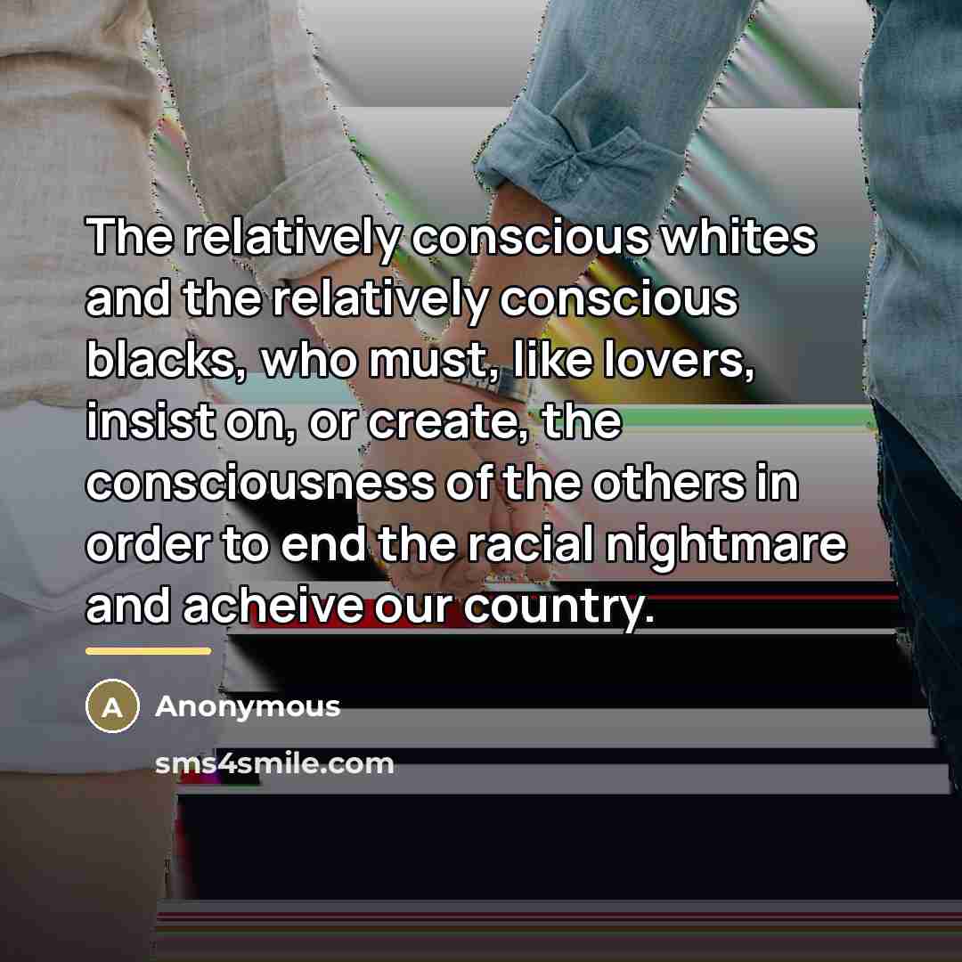 “The relatively conscious whites and the relatively conscious blacks, who…” quote by Anonymous