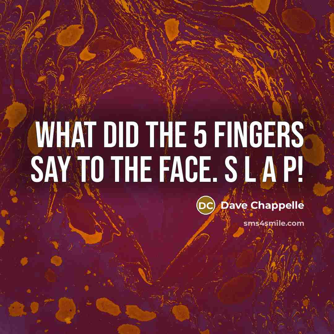 “What did the 5 fingers say to the face. S L A P!” quote by Dave Chappelle