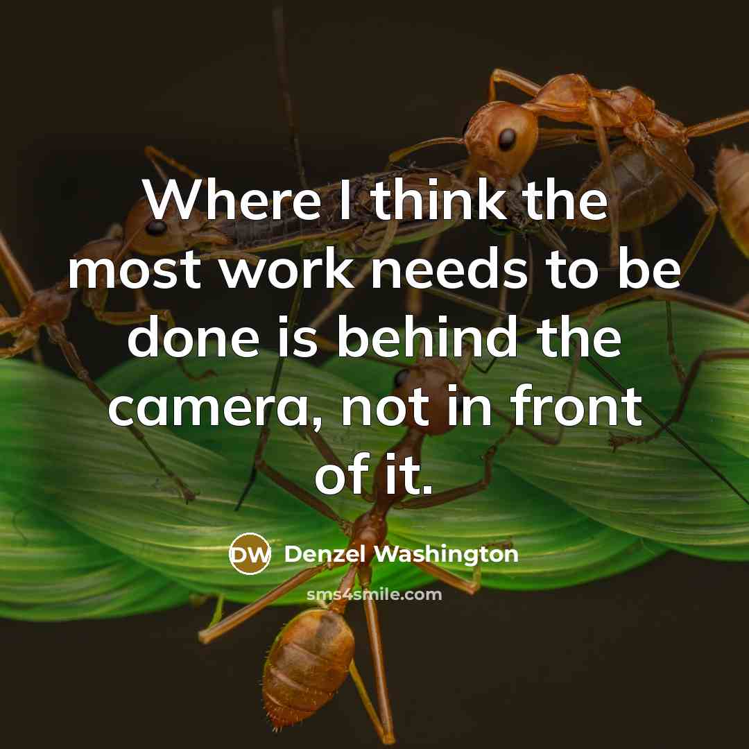 “Where I think the most work needs to be done is behind the camera, not in front of it.” quote by Denzel Washington
