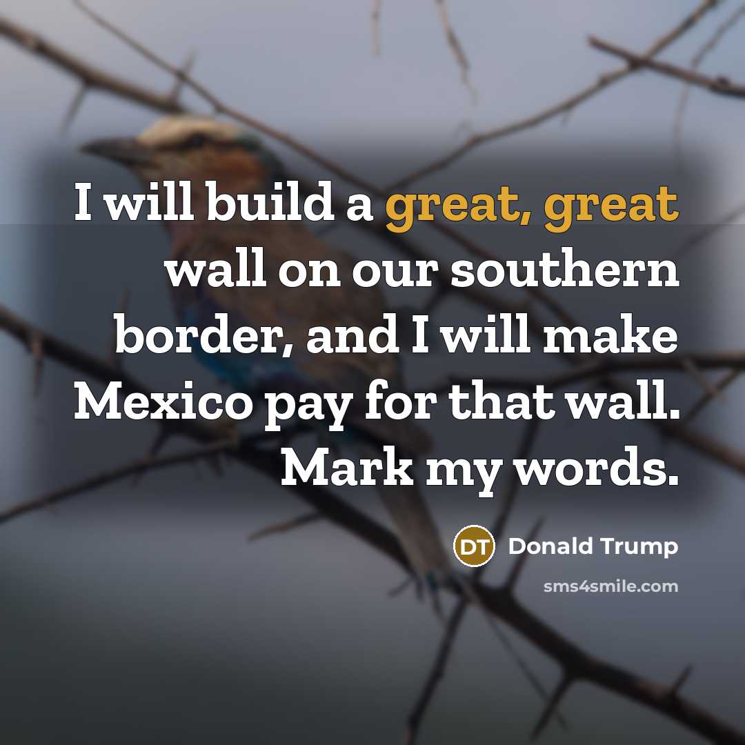 “I will build a great, great wall on our southern…” quote by Donald Trump