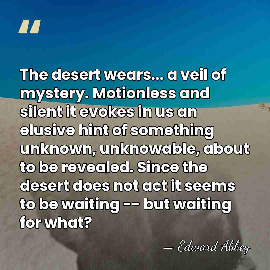 The desert wears... a veil of mystery. Motionless and silent it evokes&hellip; - Edward Abbey