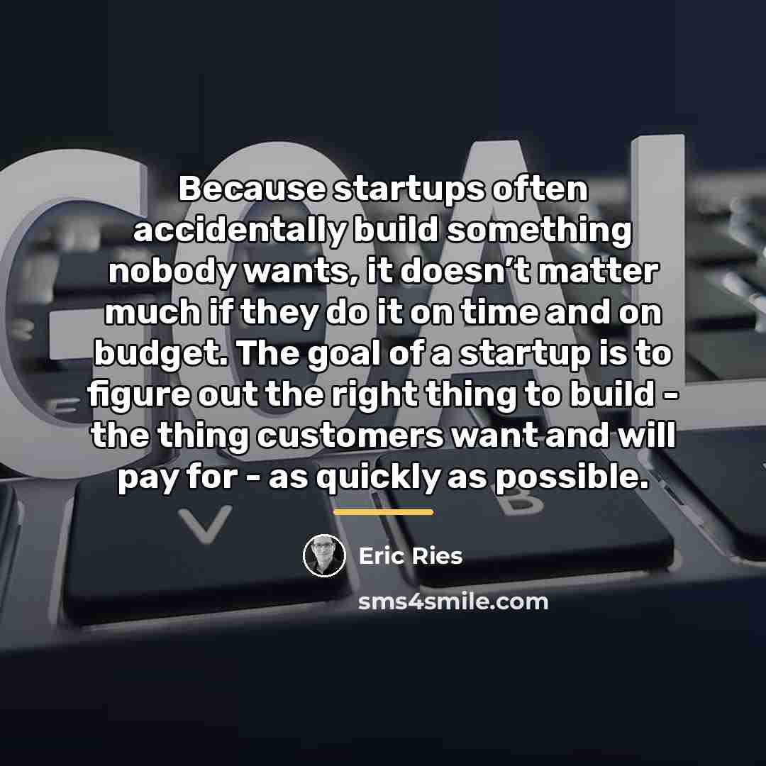 “Because startups often accidentally build something nobody wants, it doesn’t…” quote by Eric Ries