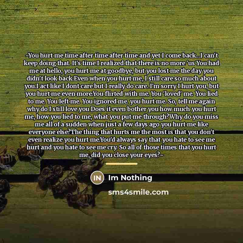 “~You hurt me time after time after time and yet…” quote by Im Nothing