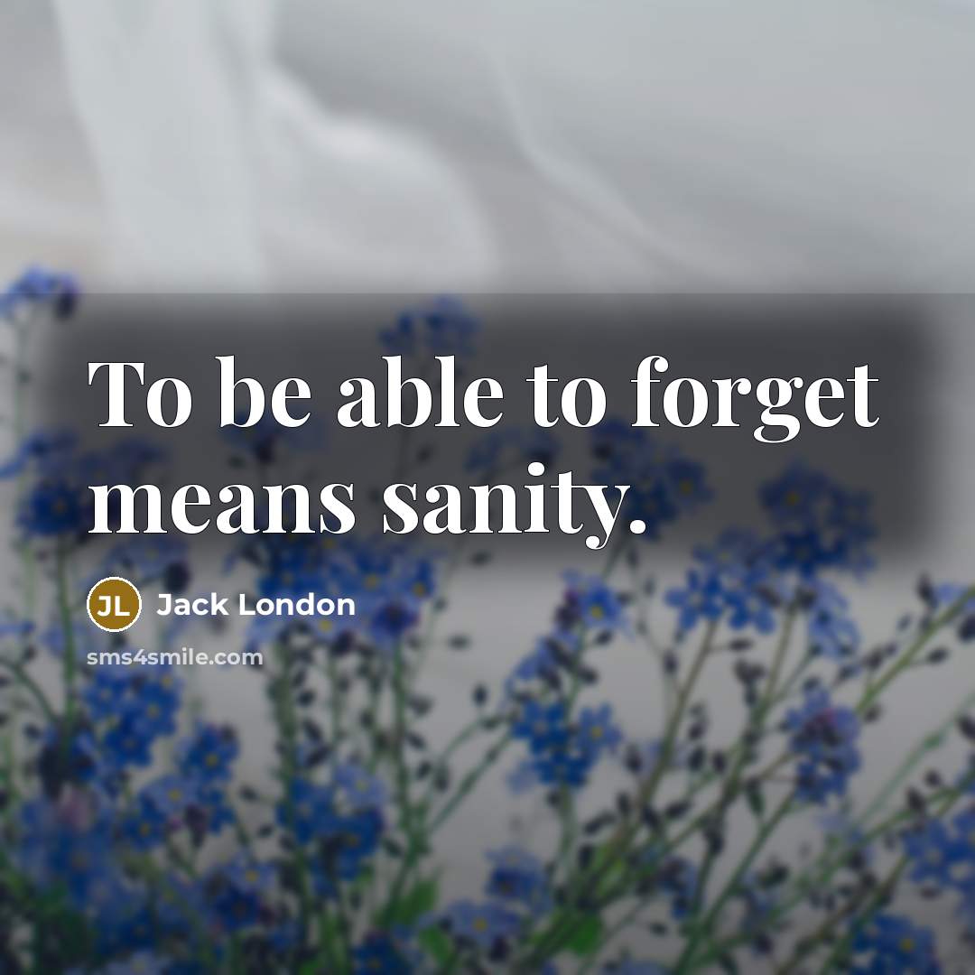 “To be able to forget means sanity.…” quote by Jack London