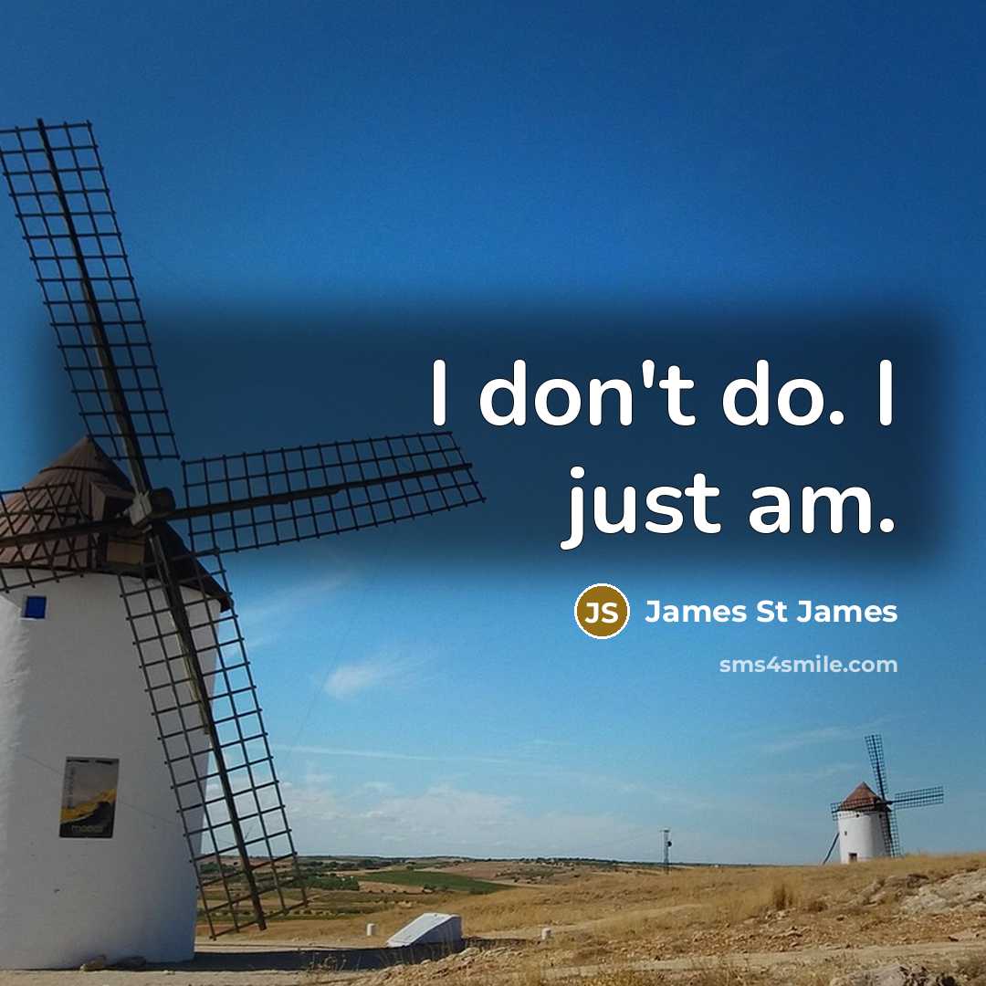 “I don't do. I just am.” quote by James St James