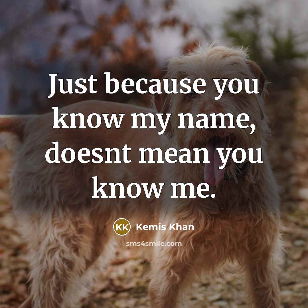 “Just because you know my name, doesnt mean you know…” quote by Kemis Khan