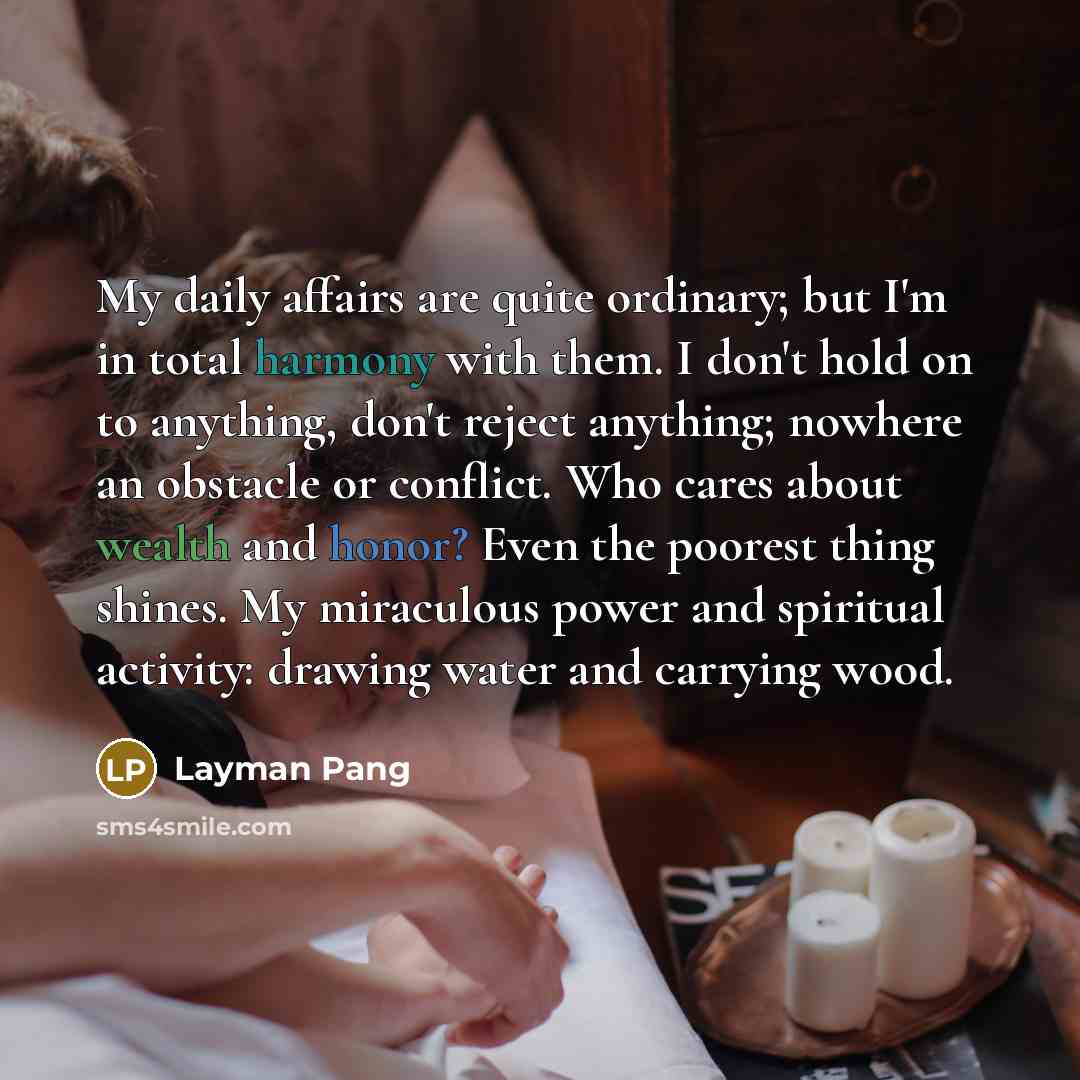 “My daily affairs are quite ordinary; but I'm in total…” quote by Layman Pang