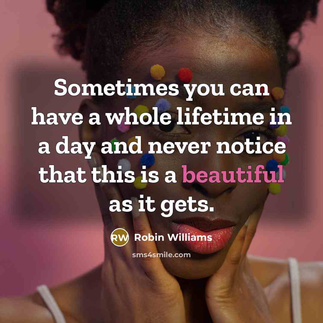 “Sometimes you can have a whole lifetime in a day…” quote by Robin Williams