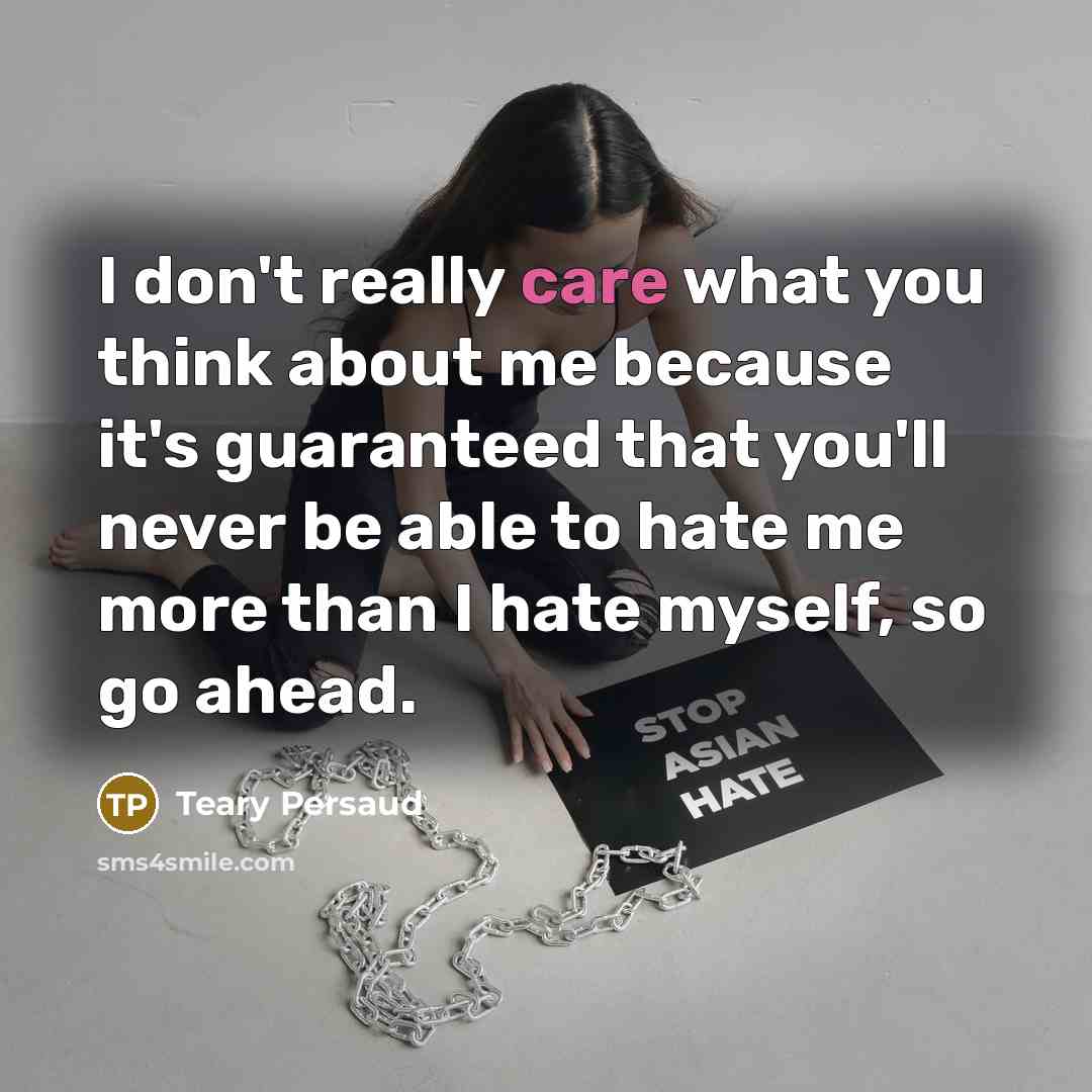 “I don't really care what you think about me because…” quote by Teary Persaud