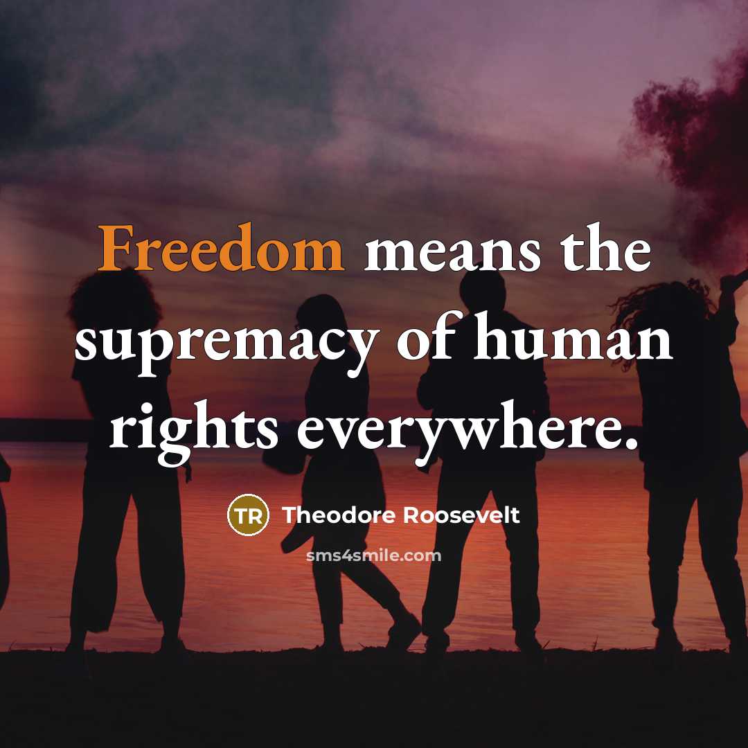 “Freedom means the supremacy of human rights everywhere.…” quote by Theodore Roosevelt
