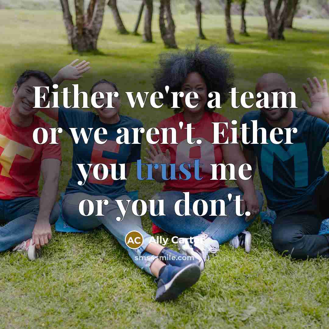“Either we're a team or we aren't. Either you trust…” quote by Ally Carter