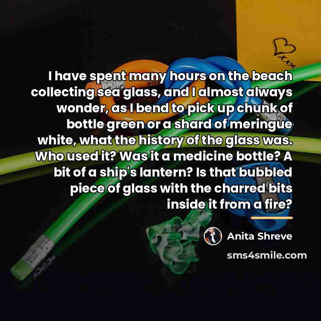 “I have spent many hours on the beach collecting sea…” quote by Anita Shreve