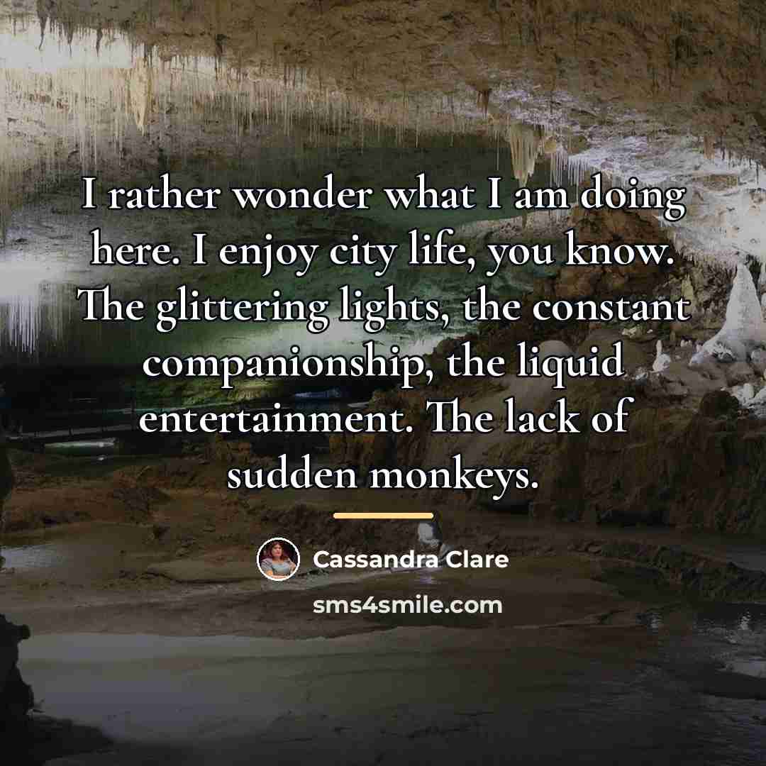 “I rather wonder what I am doing here. I enjoy…” quote by Cassandra Clare
