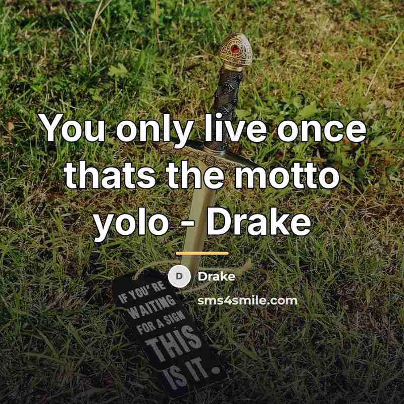 “You only live once thats the motto yolo - Drake…” quote by Drake