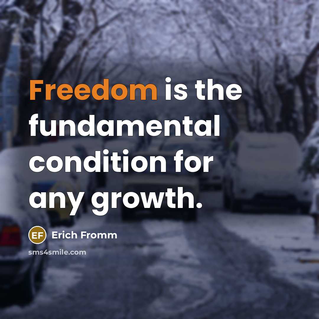 “Freedom is the fundamental condition for any growth.…” quote by Erich Fromm