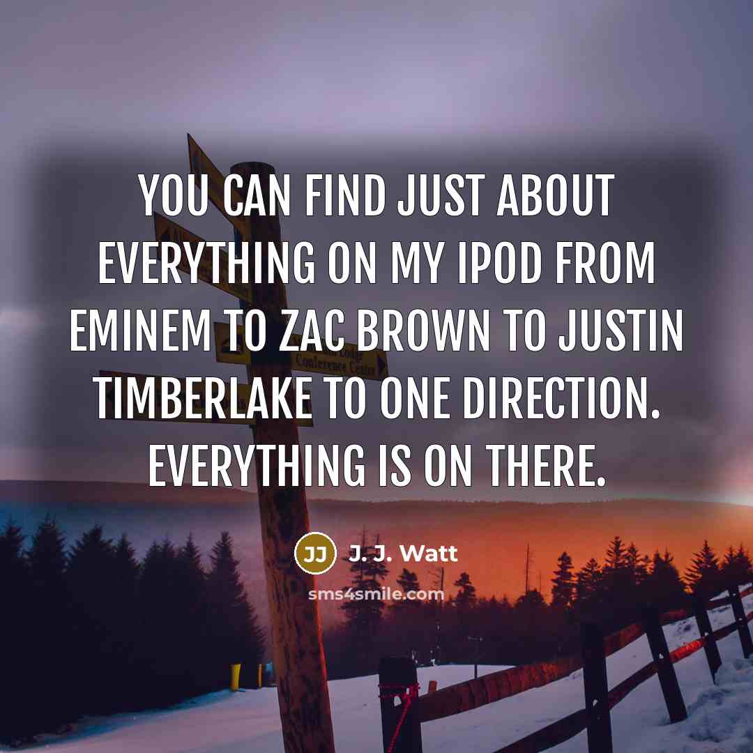 “You can find just about everything on my iPod from…” quote by J. J. Watt
