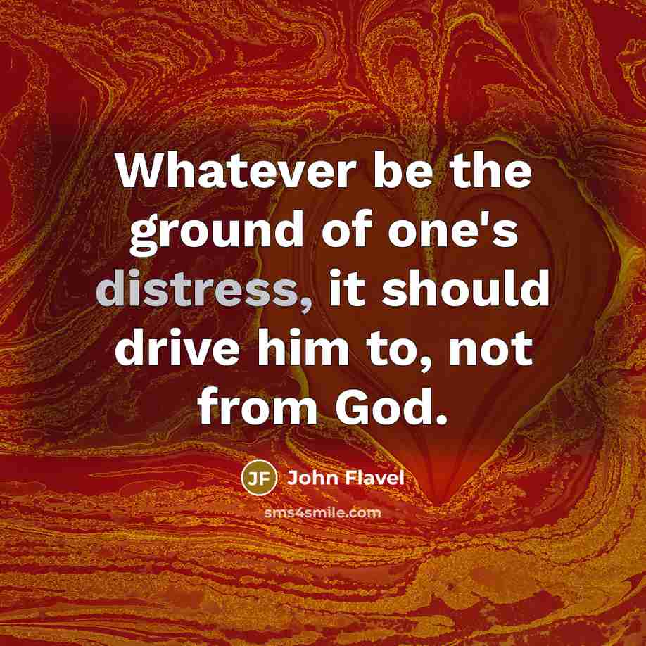 “Whatever be the ground of one's distress, it should drive…” quote by John Flavel
