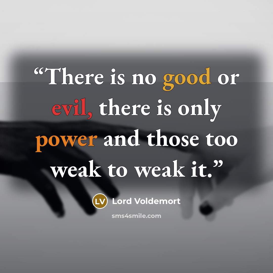 “There is no good or evil, there is only power and those too weak to weak it.” quote by Lord Voldemort