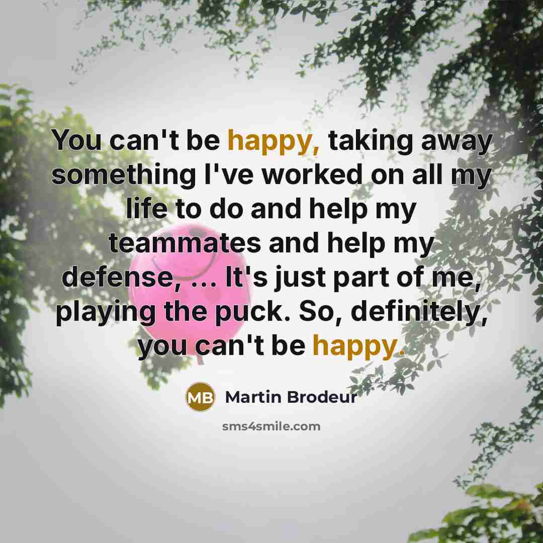 “You can't be happy, taking away something I've worked on…” quote by Martin Brodeur