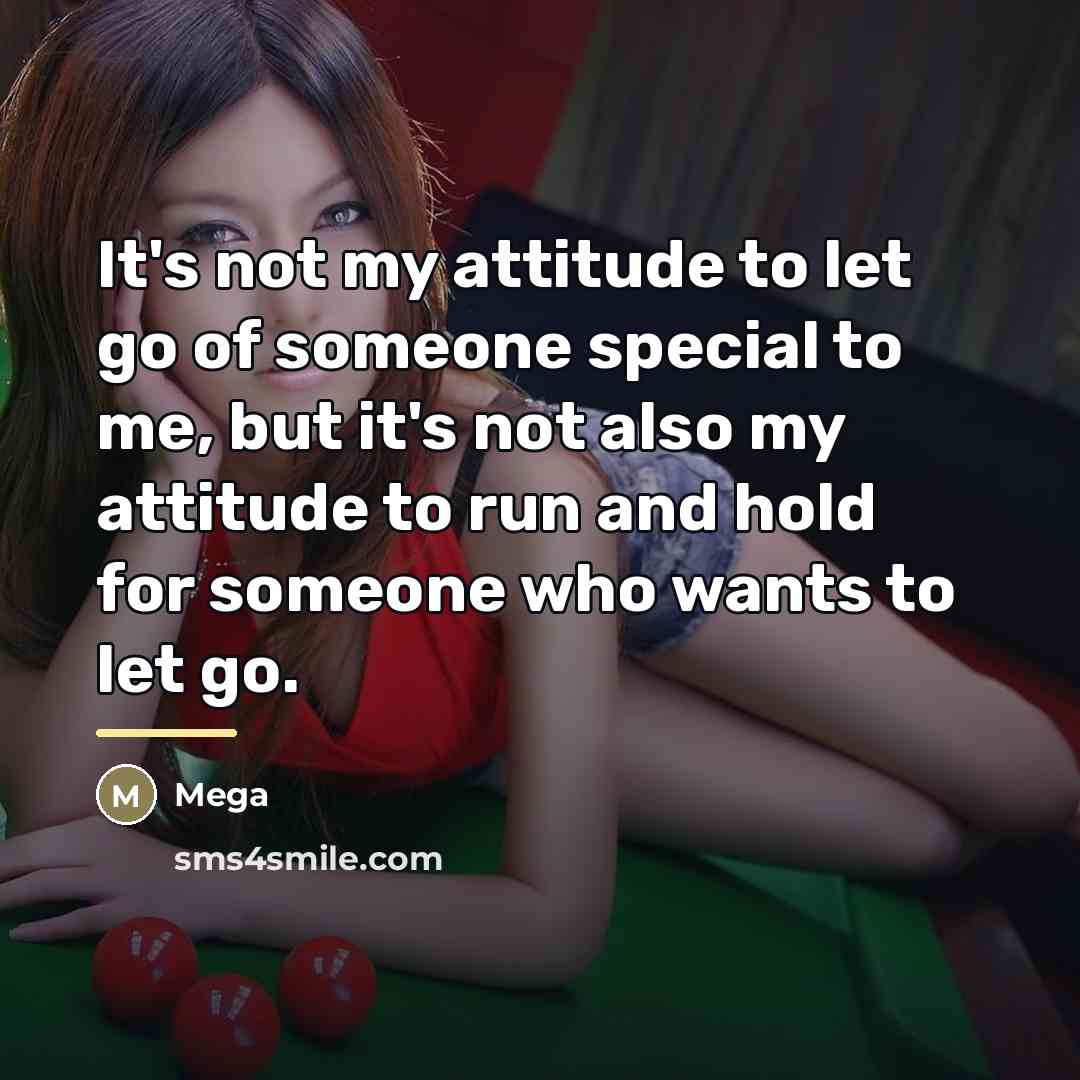 “It's not my attitude to let go of someone special…” quote by Mega