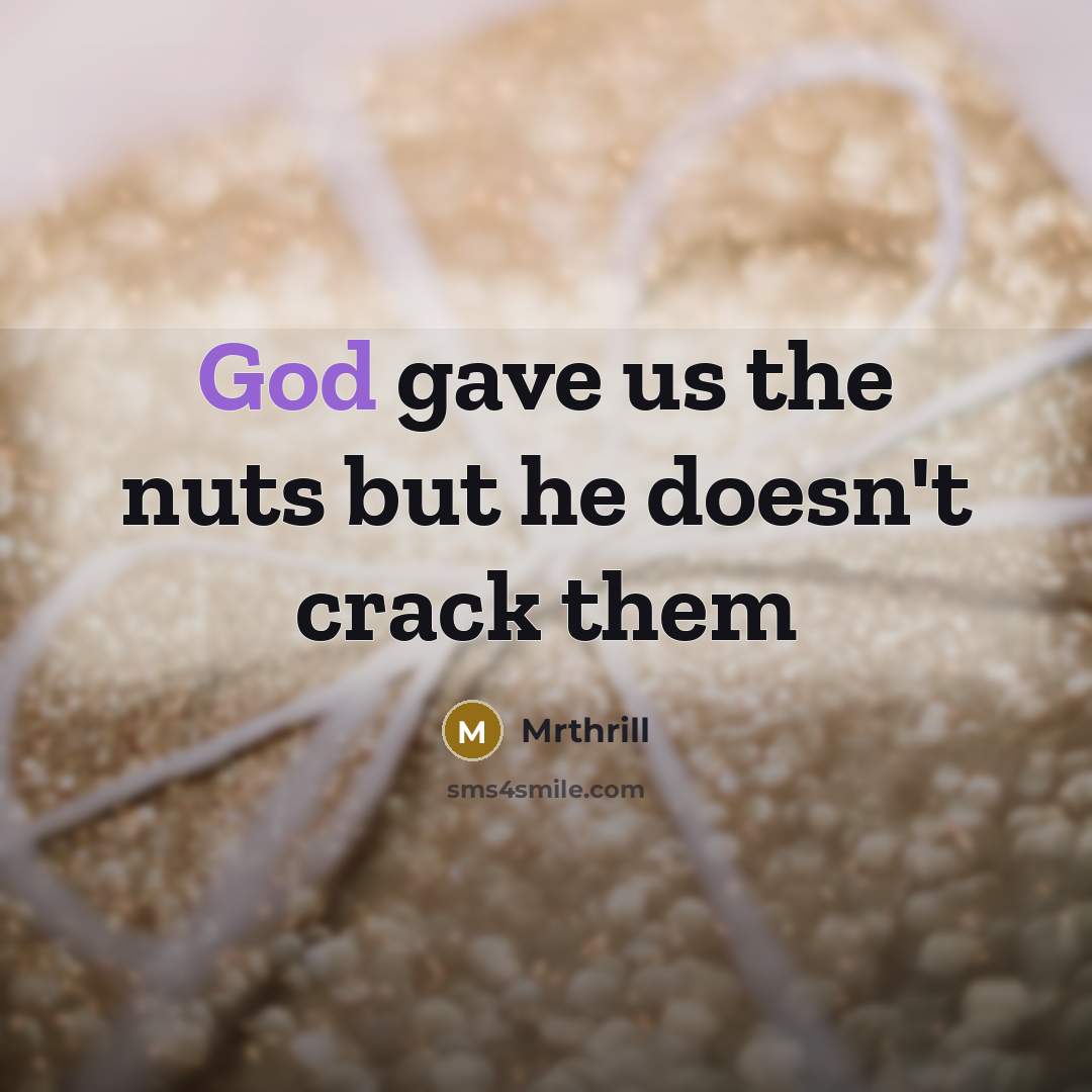 “God gave us the nuts but he doesn't crack them” quote by Mrthrill