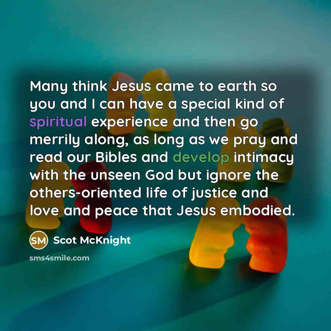 “Many think Jesus came to earth so you and I…” quote by Scot McKnight