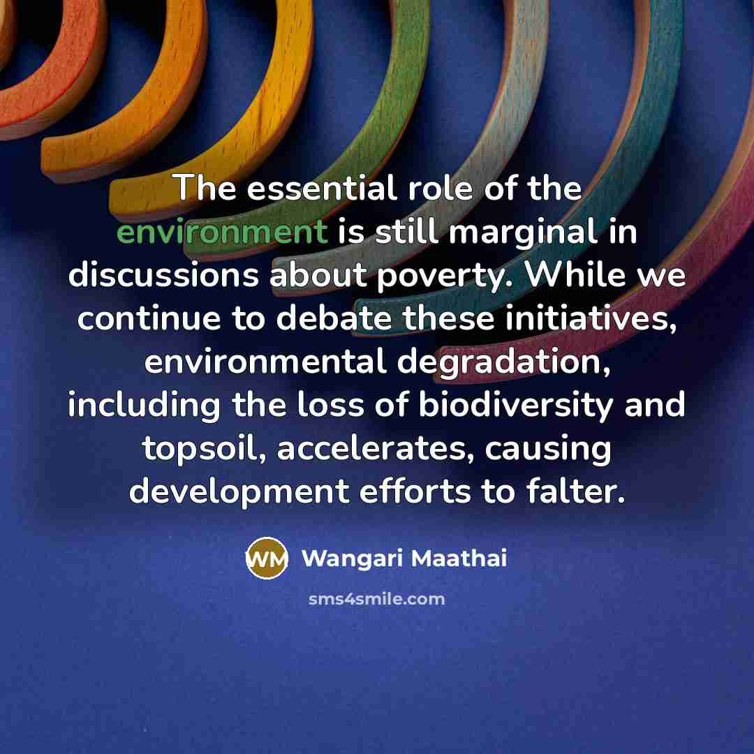 “The essential role of the environment is still marginal in…” quote by Wangari Maathai