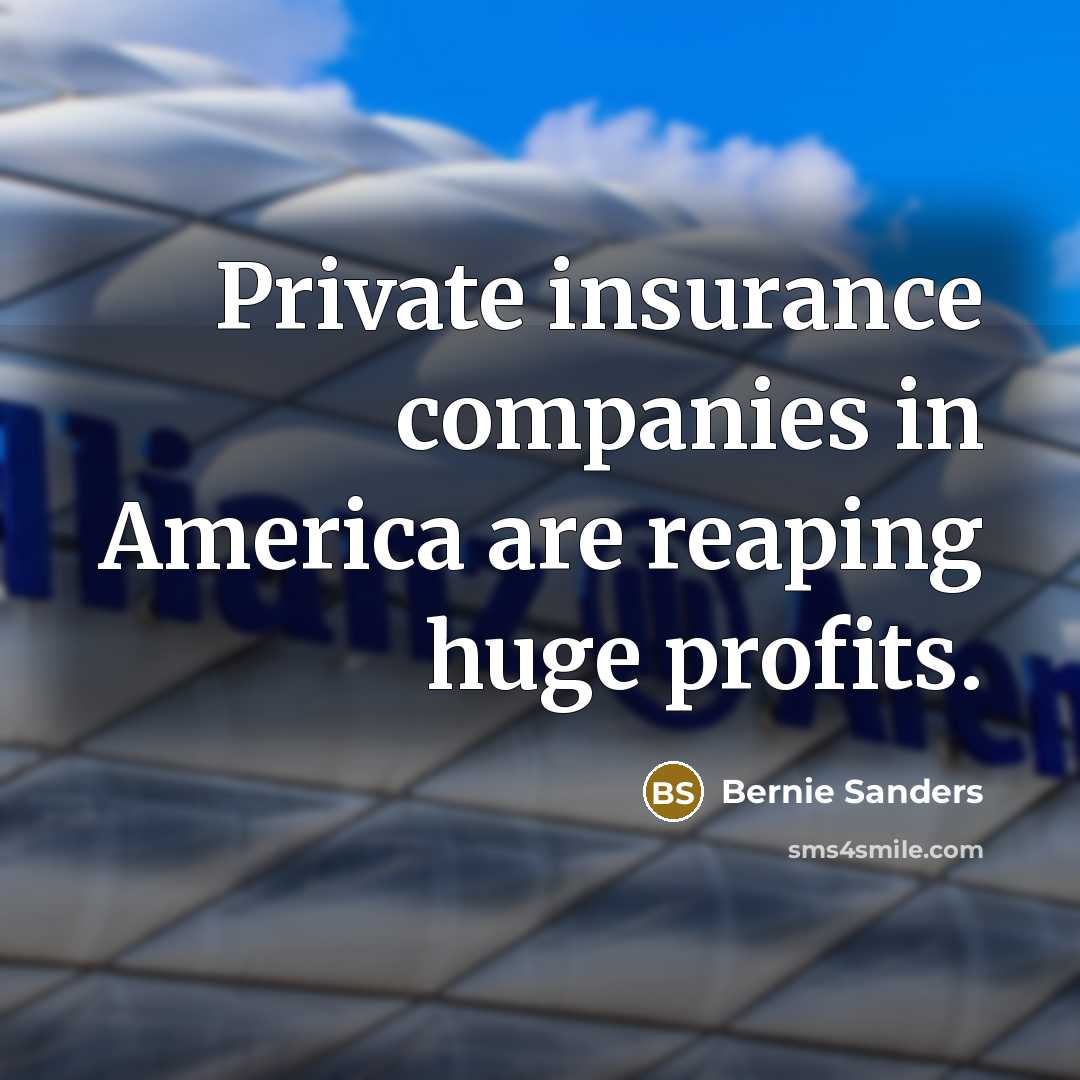 “Private insurance companies in America are reaping huge profits.…” quote by Bernie Sanders