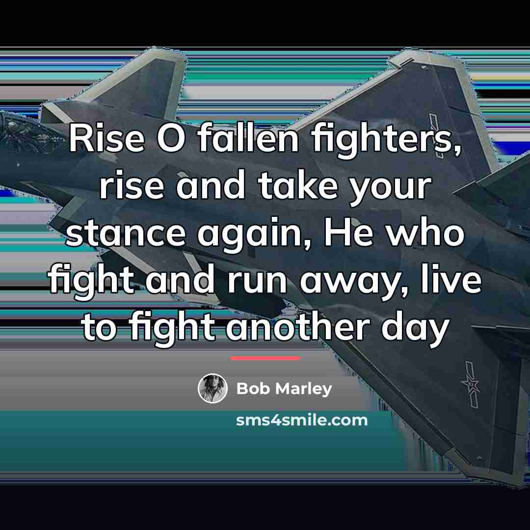 “Rise O fallen fighters, rise and take your stance again,…” quote by Bob Marley
