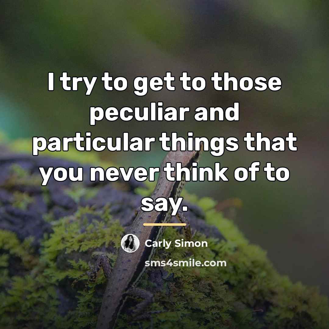 “I try to get to those peculiar and particular things…” quote by Carly Simon