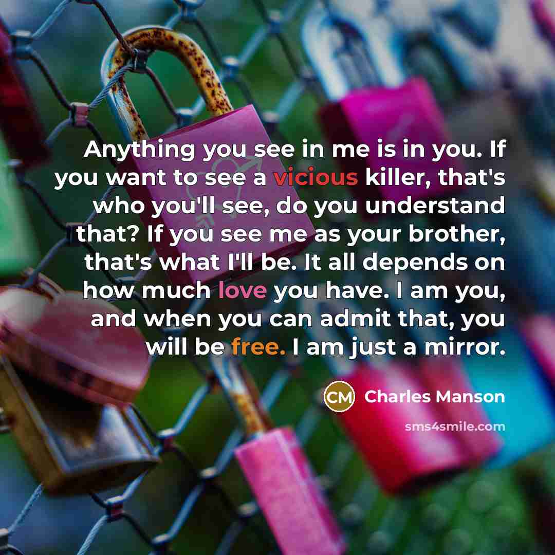 “Anything you see in me is in you. If you…” quote by Charles Manson