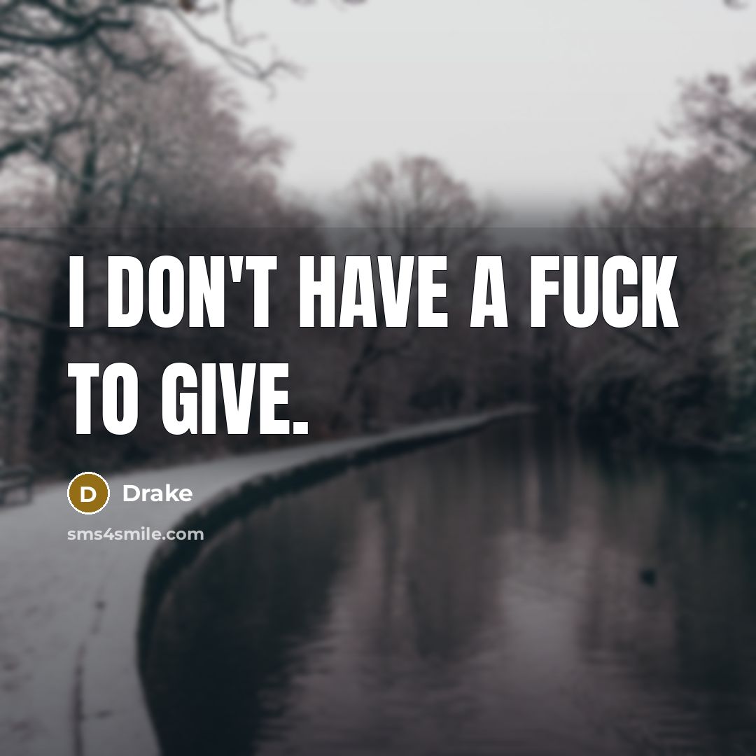 “I don't have a fuck to give.…” quote by Drake
