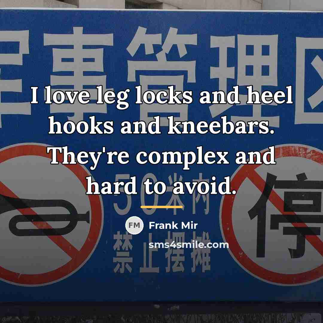 “I love leg locks and heel hooks and kneebars. They're…” quote by Frank Mir