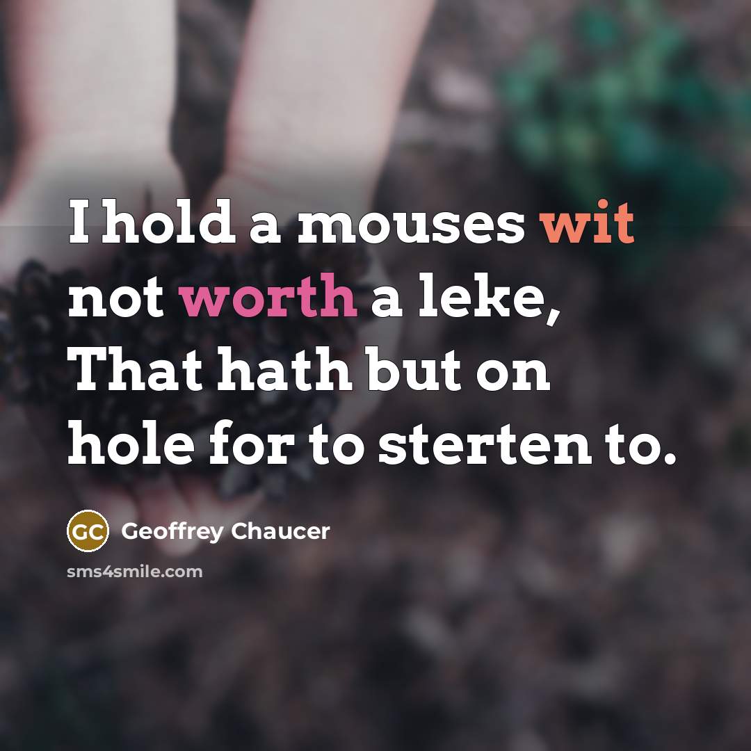 “I hold a mouses wit not worth a leke, That…” quote by Geoffrey Chaucer