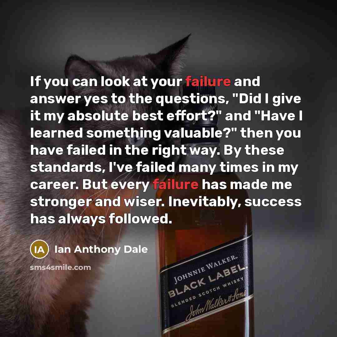 “If you can look at your failure and answer yes…” quote by Ian Anthony Dale